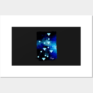 Virgo Constellation in Blue Topaz - Star Signs and Birth Stones Posters and Art